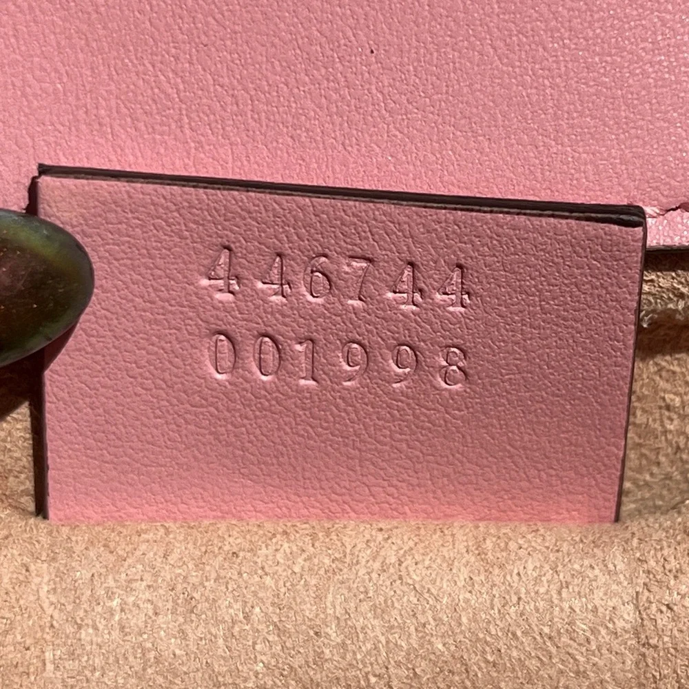 Gucci Pink Mini Marmont Purse Bag 446744 Logo Silver Hardware Leather Heart - Picture 10 of 17